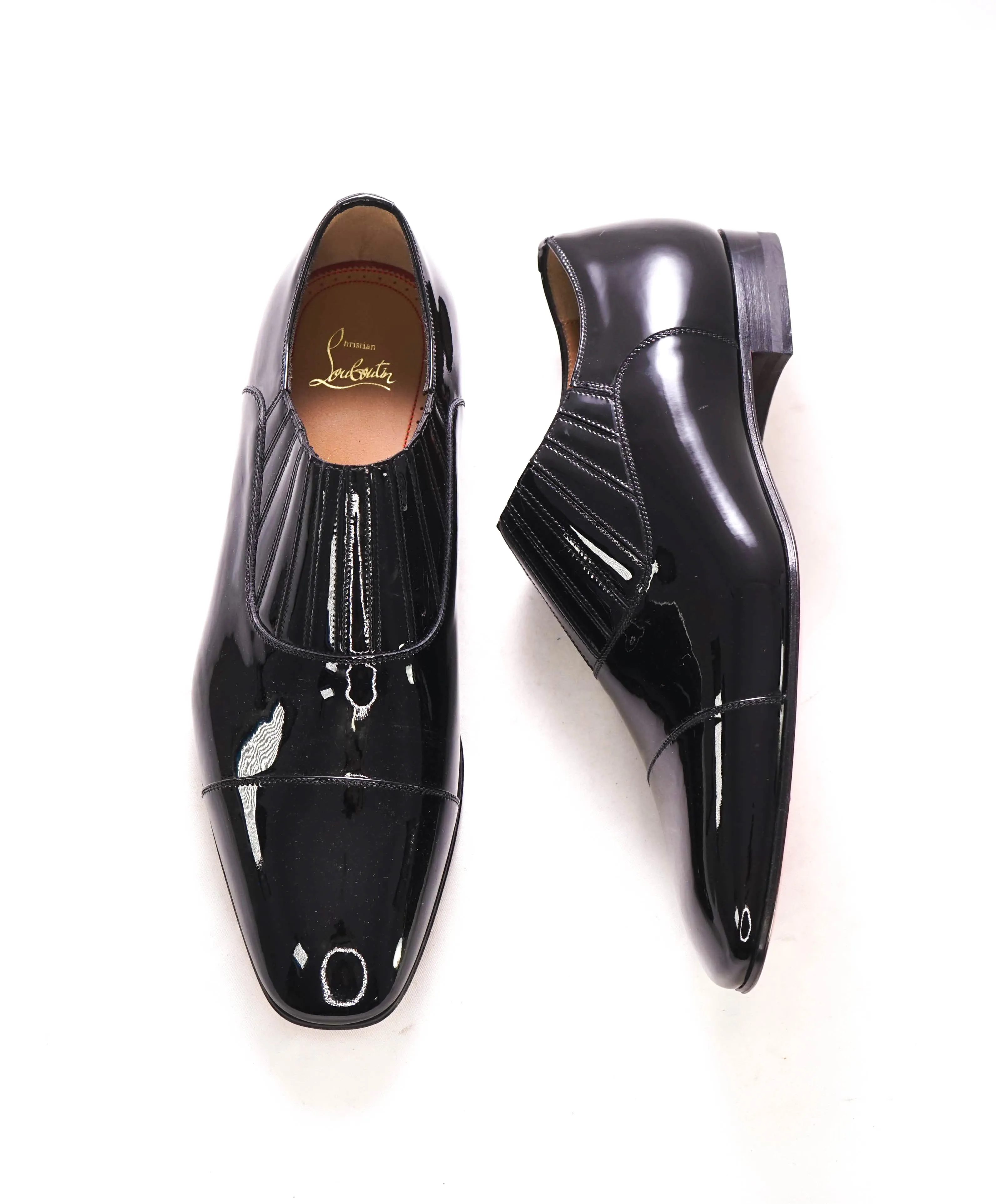 $1,050 CHRISTIAN LOUBOUTIN - *GREG ON* Black Patent Leather Loafers - 9 US (42 EU)