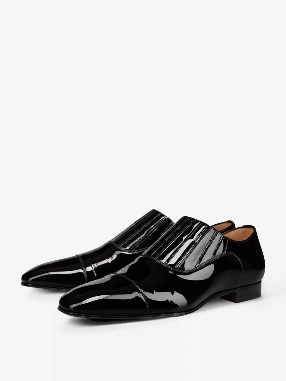 $1,050 CHRISTIAN LOUBOUTIN - *GREG ON* Black Patent Leather Loafers - 9 US (42 EU)