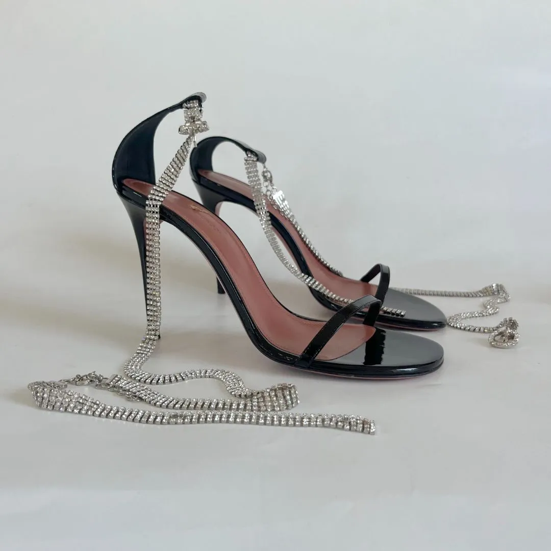 Amina Muaddi Georgia crystal-strap wrap sandals, 40