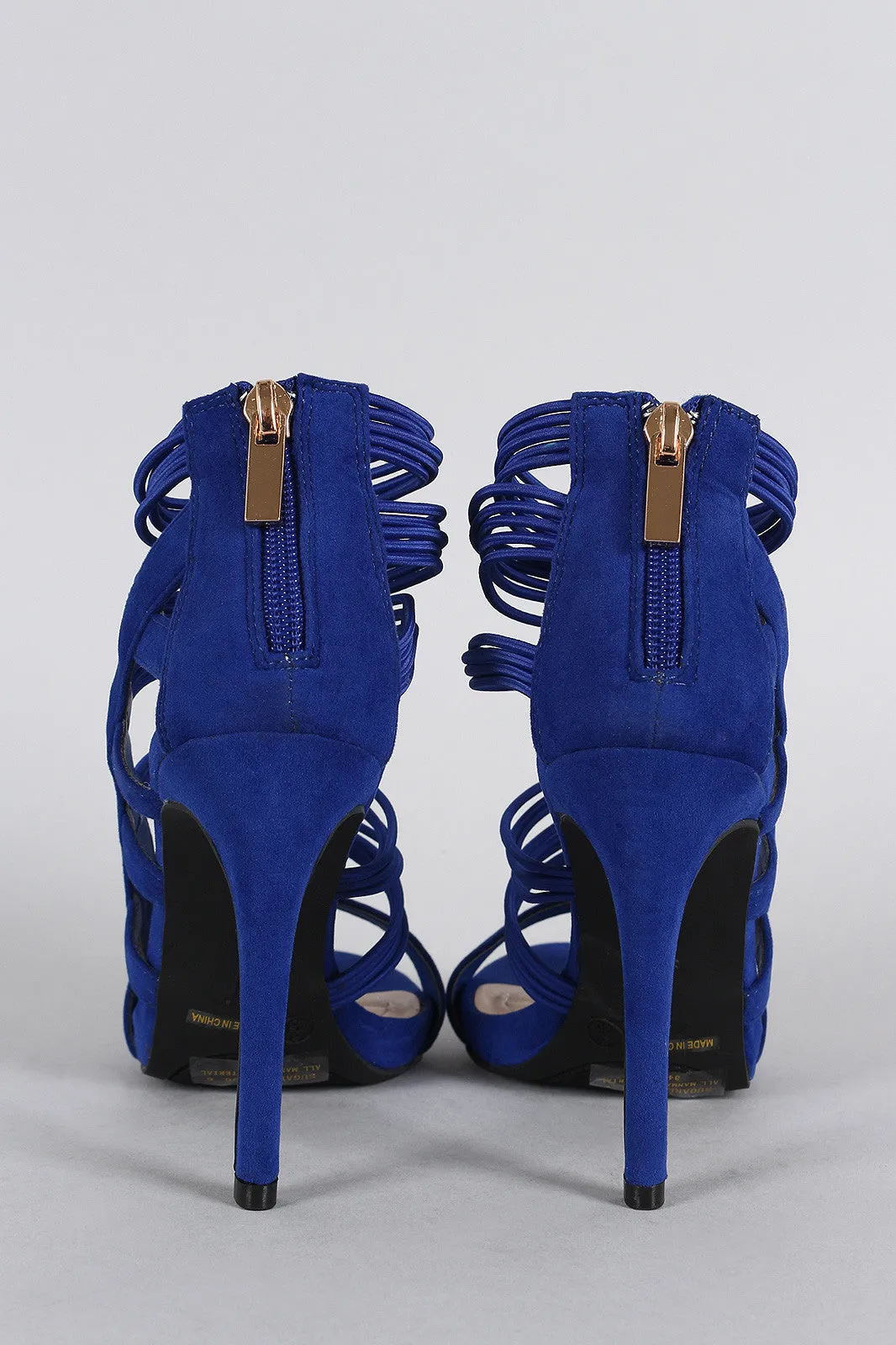 Anne Michelle Strappy Cage Cushioned Open Toe Heel