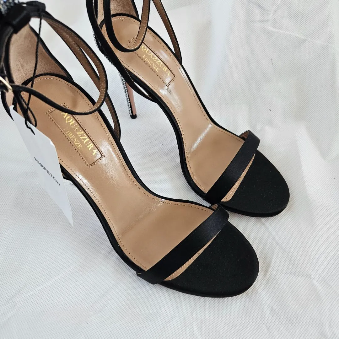 Aquazzura Black Sandals with Crystal Detail  37