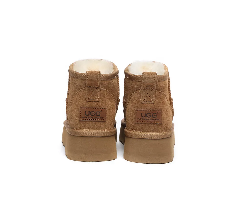 AUSTRALIAN SHEPHERD® UGG Boots Sheepskin Wool Mini Platform Thick Bottom Ronnie