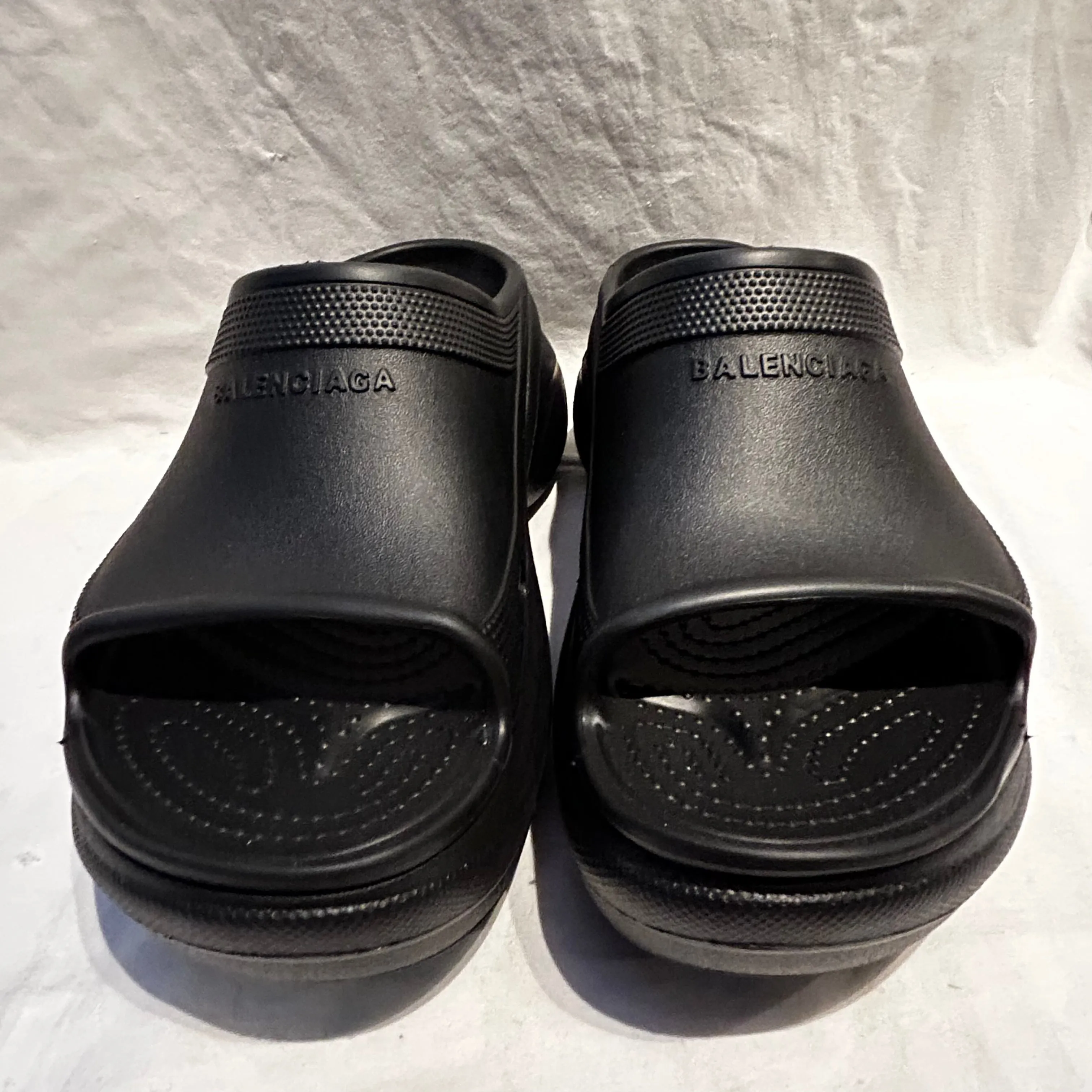 Balenciaga Brand New £460 Black Pool Crocs Flatbed Slide Sandals 41