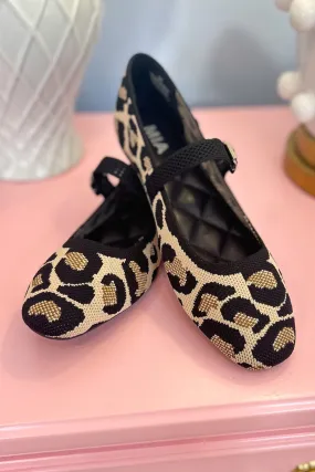 Beige Knit Animal Print Ballet Flats