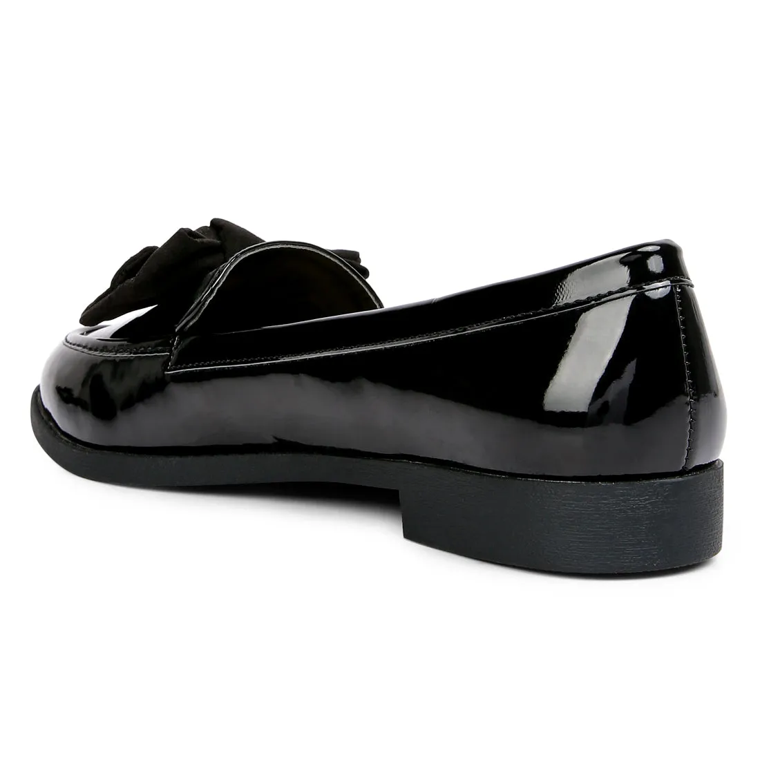 Black Bow berry Bow-Tie Patent Loafers