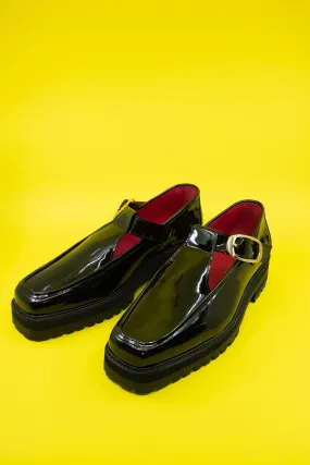 Black Patent Leather T-Bar Loafers