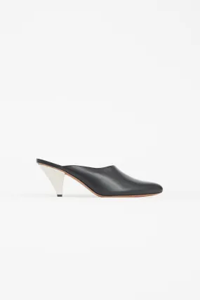 Black Silver Cone Heel  Mule