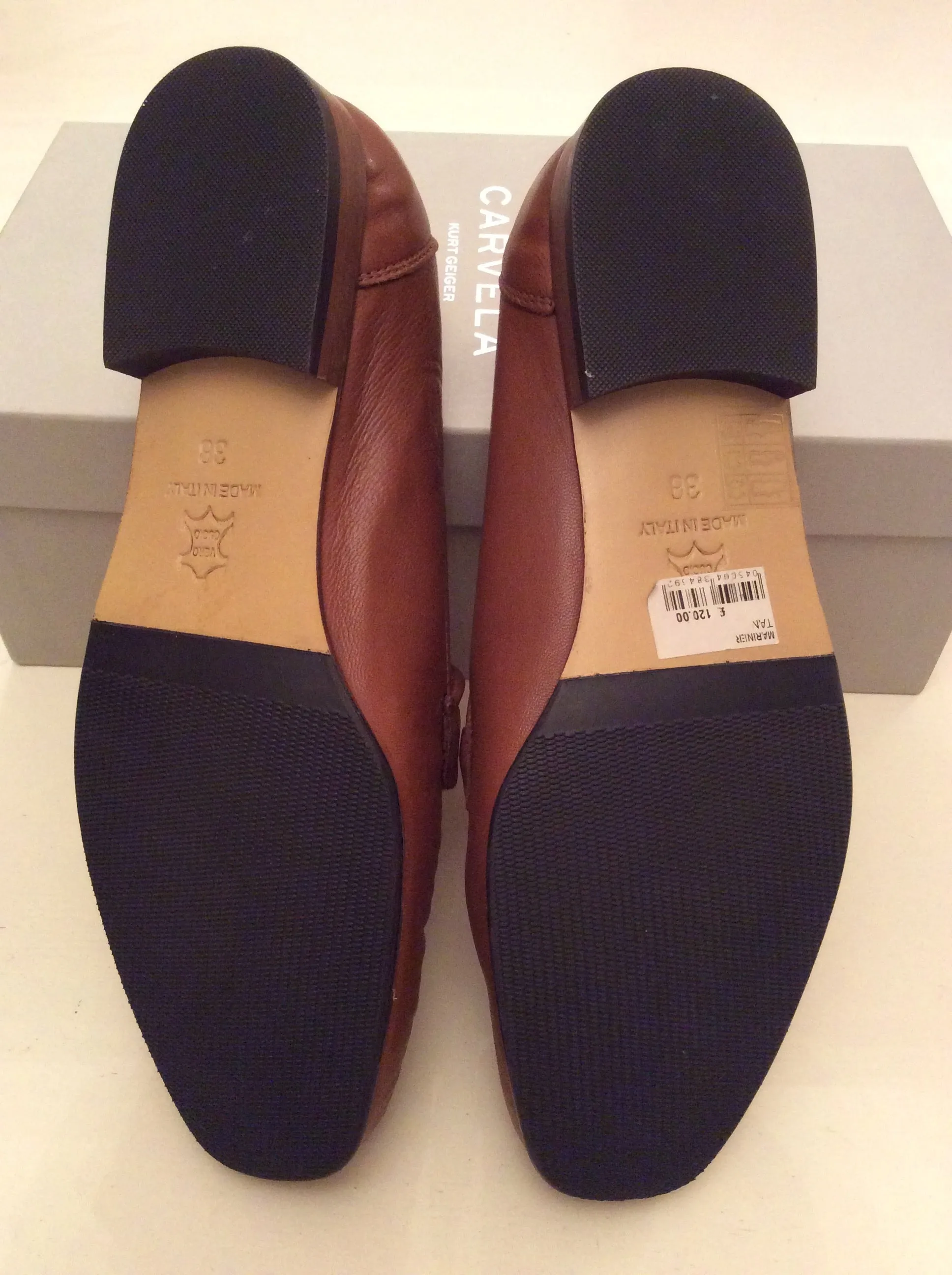 BRAND NEW CARVELA MARINER TAN BROWN LEATHER LOAFERS SIZE 5/38