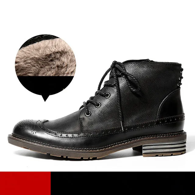 Brogue Wingtip Men Chukka Boots For Winter