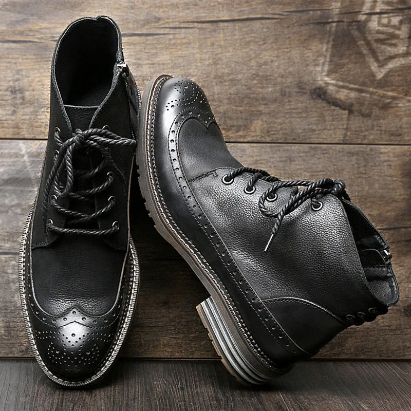 Brogue Wingtip Men Chukka Boots For Winter