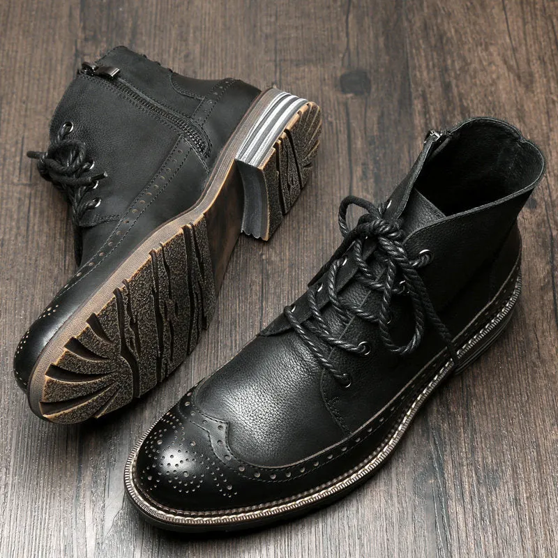 Brogue Wingtip Men Chukka Boots For Winter