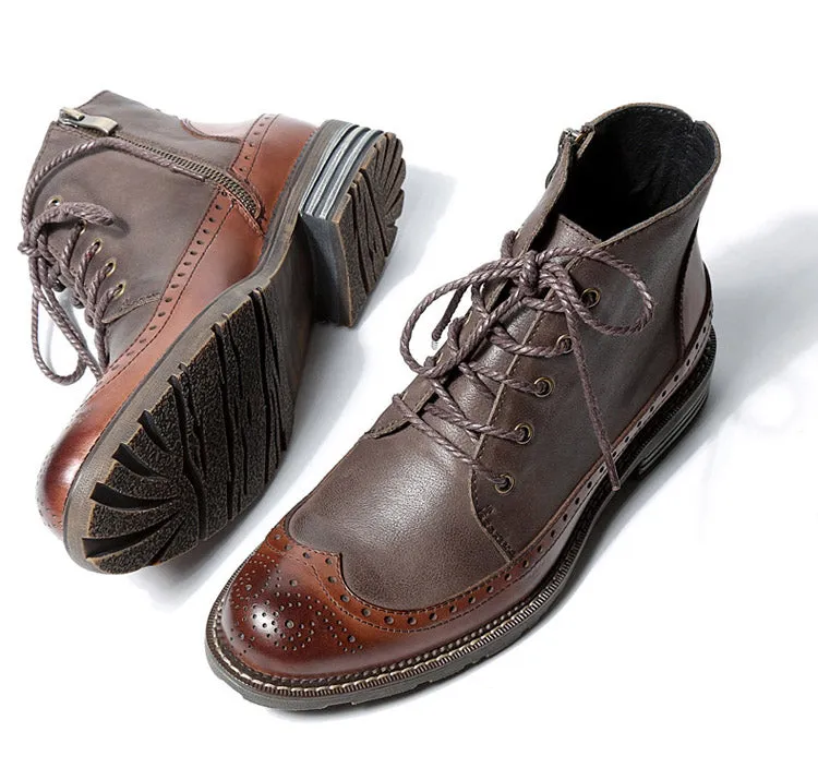 Brogue Wingtip Men Chukka Boots For Winter