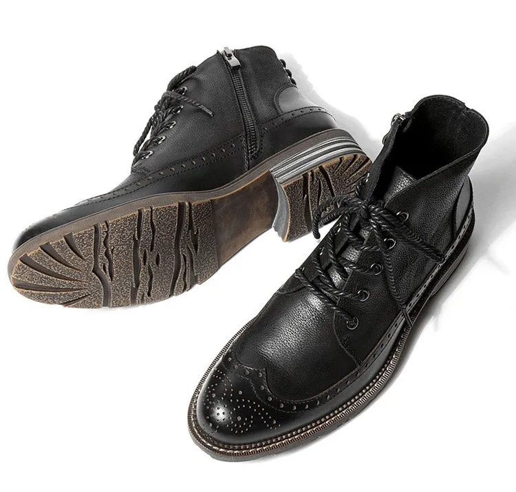 Brogue Wingtip Men Chukka Boots For Winter