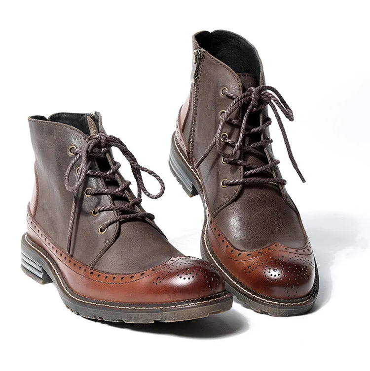 Brogue Wingtip Men Chukka Boots For Winter