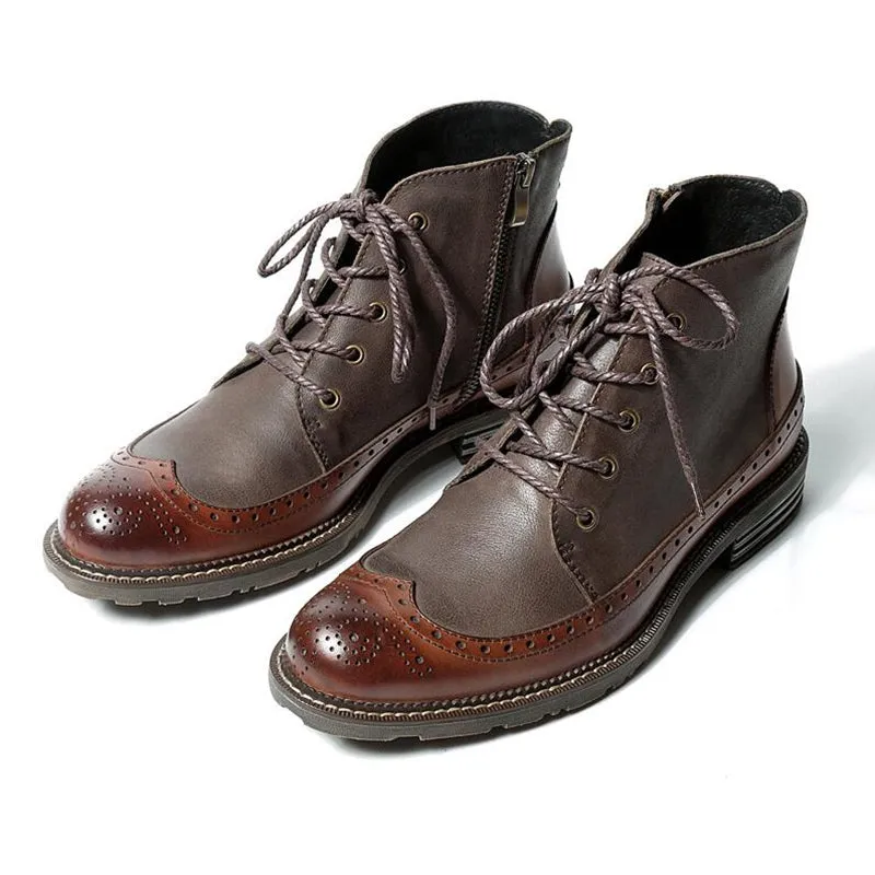 Brogue Wingtip Men Chukka Boots For Winter