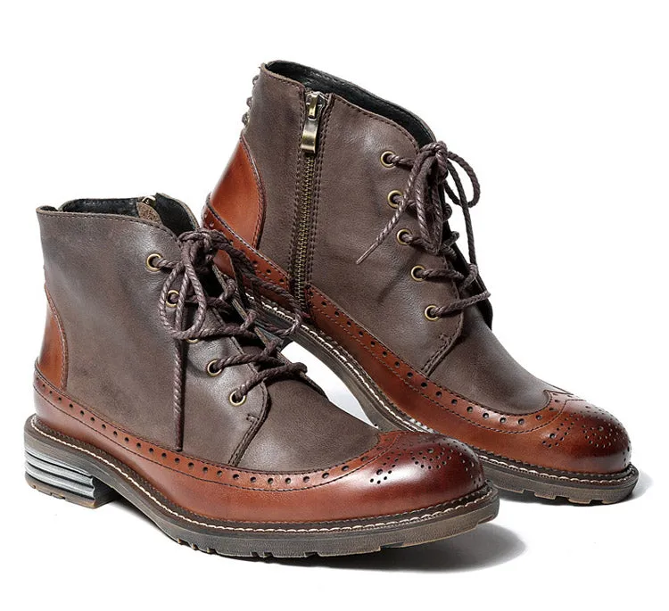 Brogue Wingtip Men Chukka Boots For Winter