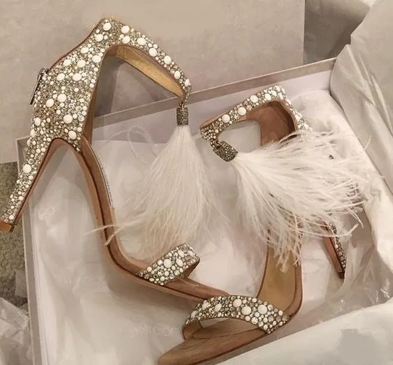 Crystal Tassels Open Toe Ankle Wrap Stiletto High Heels Sandals