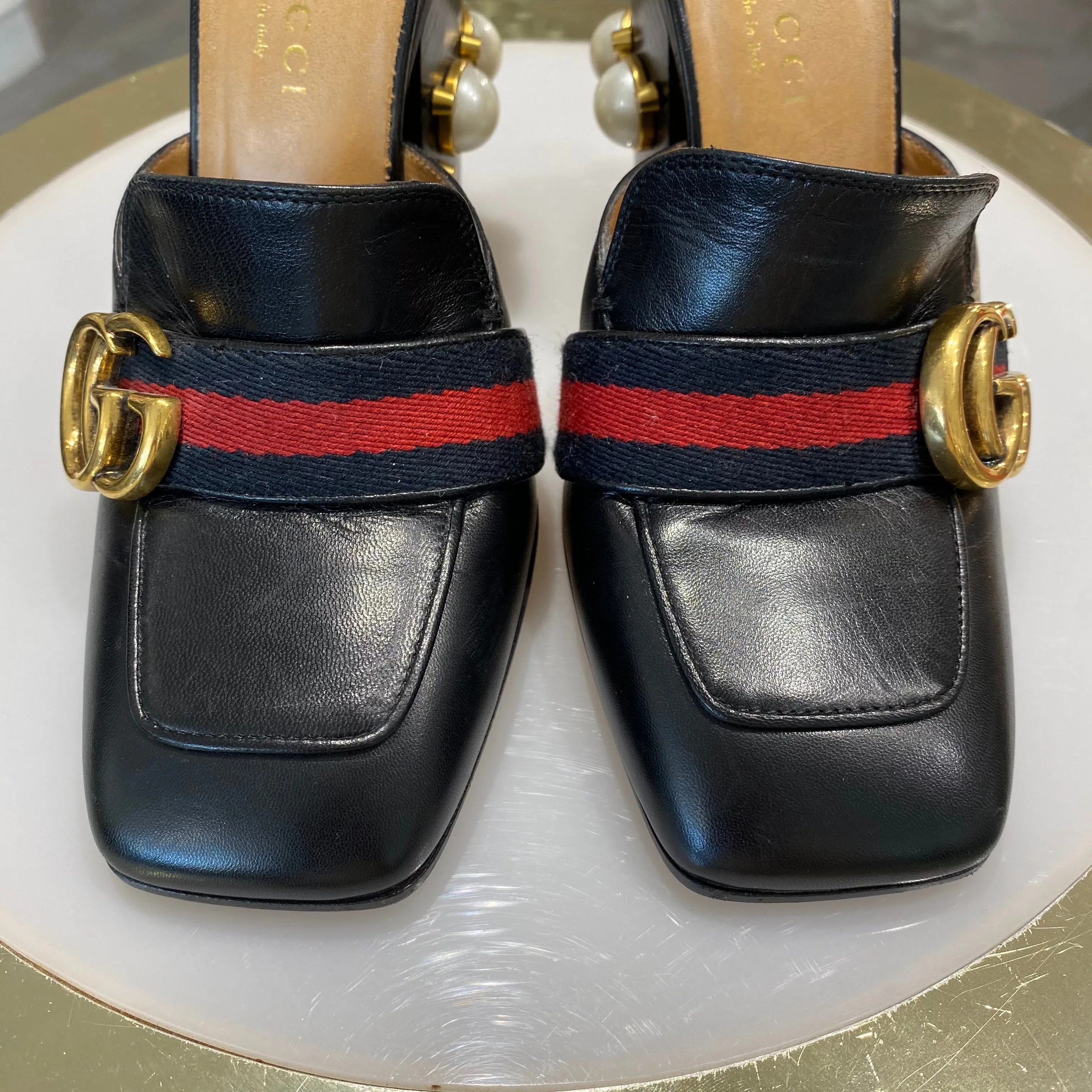 Gucci Peyton Pearl Heel Mules