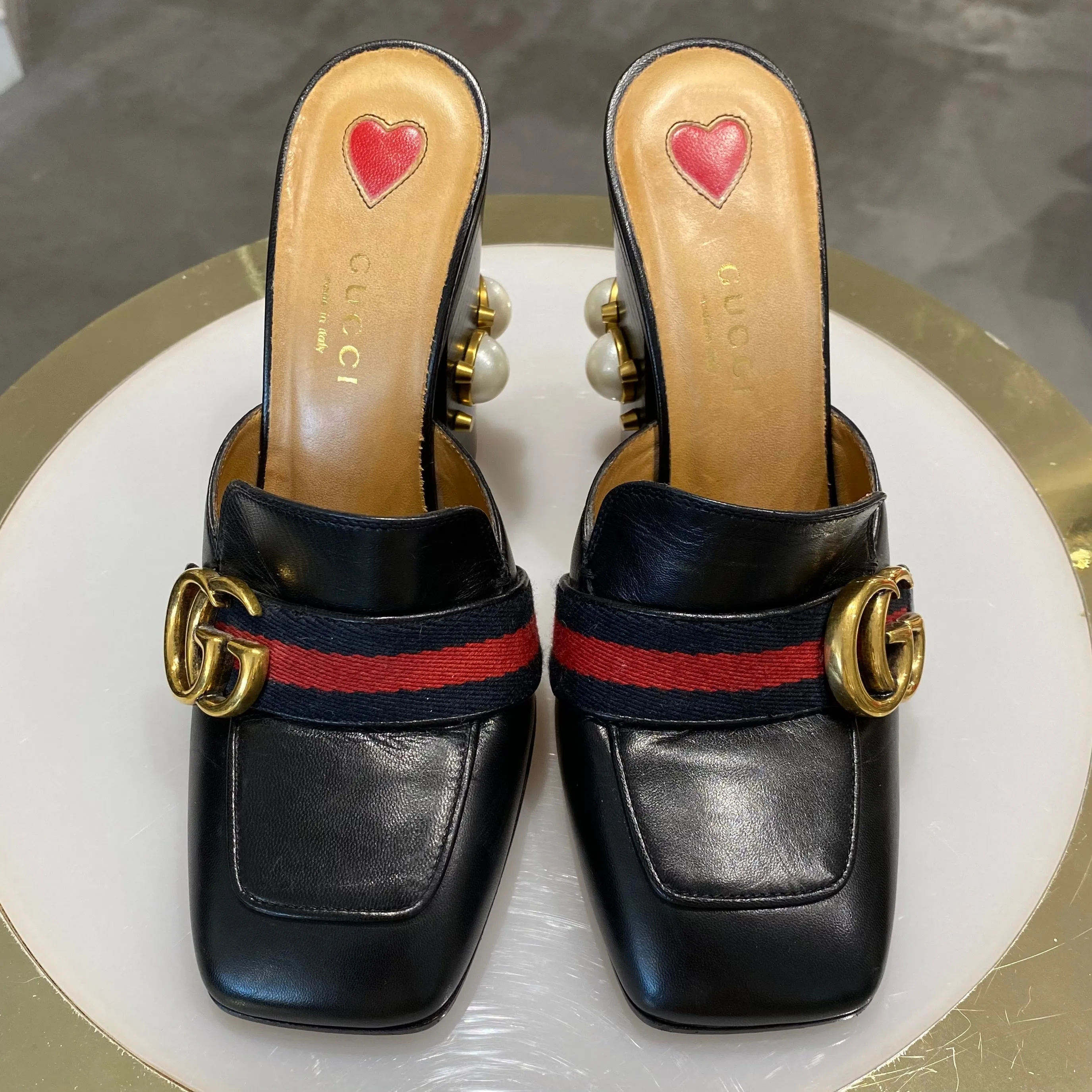 Gucci Peyton Pearl Heel Mules