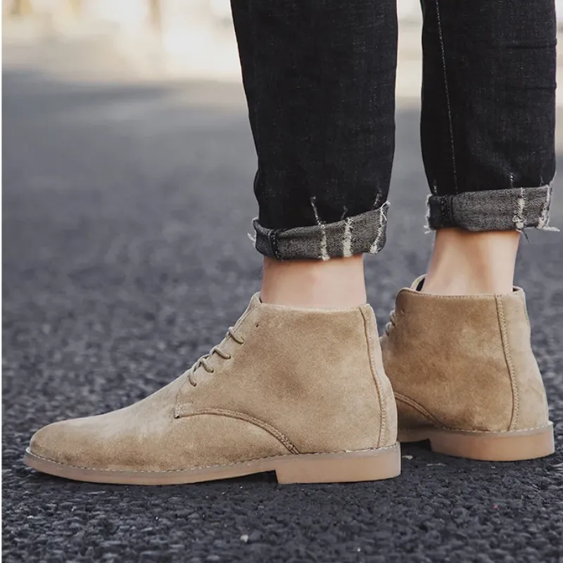 High-quality suede chukka boots for men, elegant ankle-high shoes