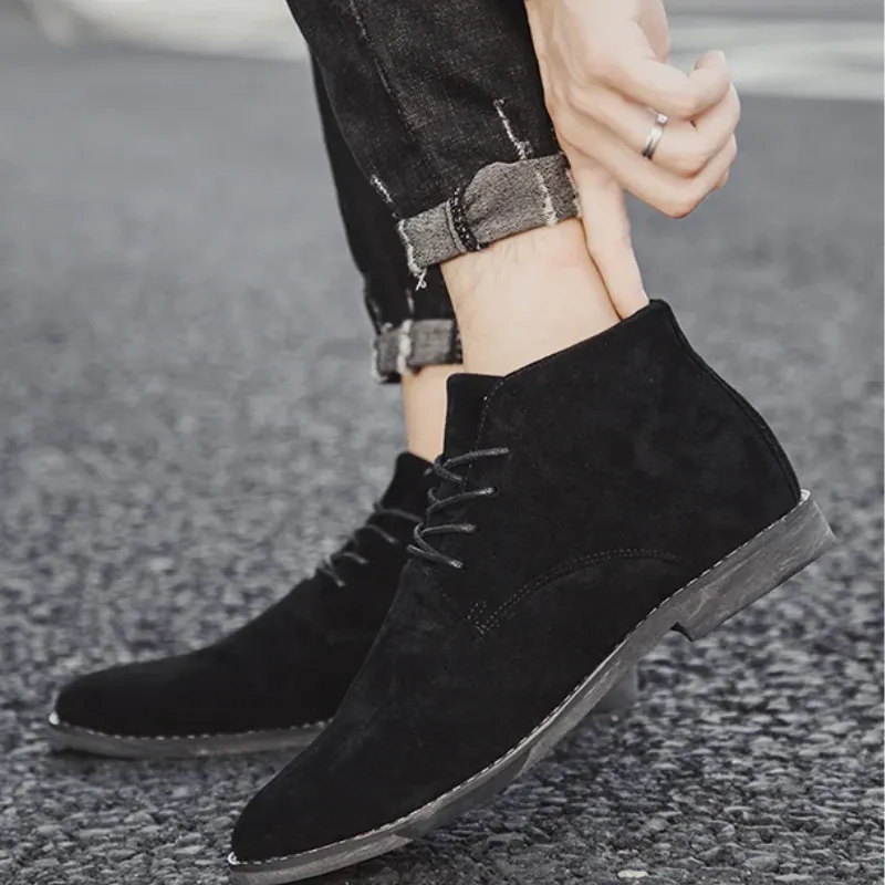 High-quality suede chukka boots for men, elegant ankle-high shoes