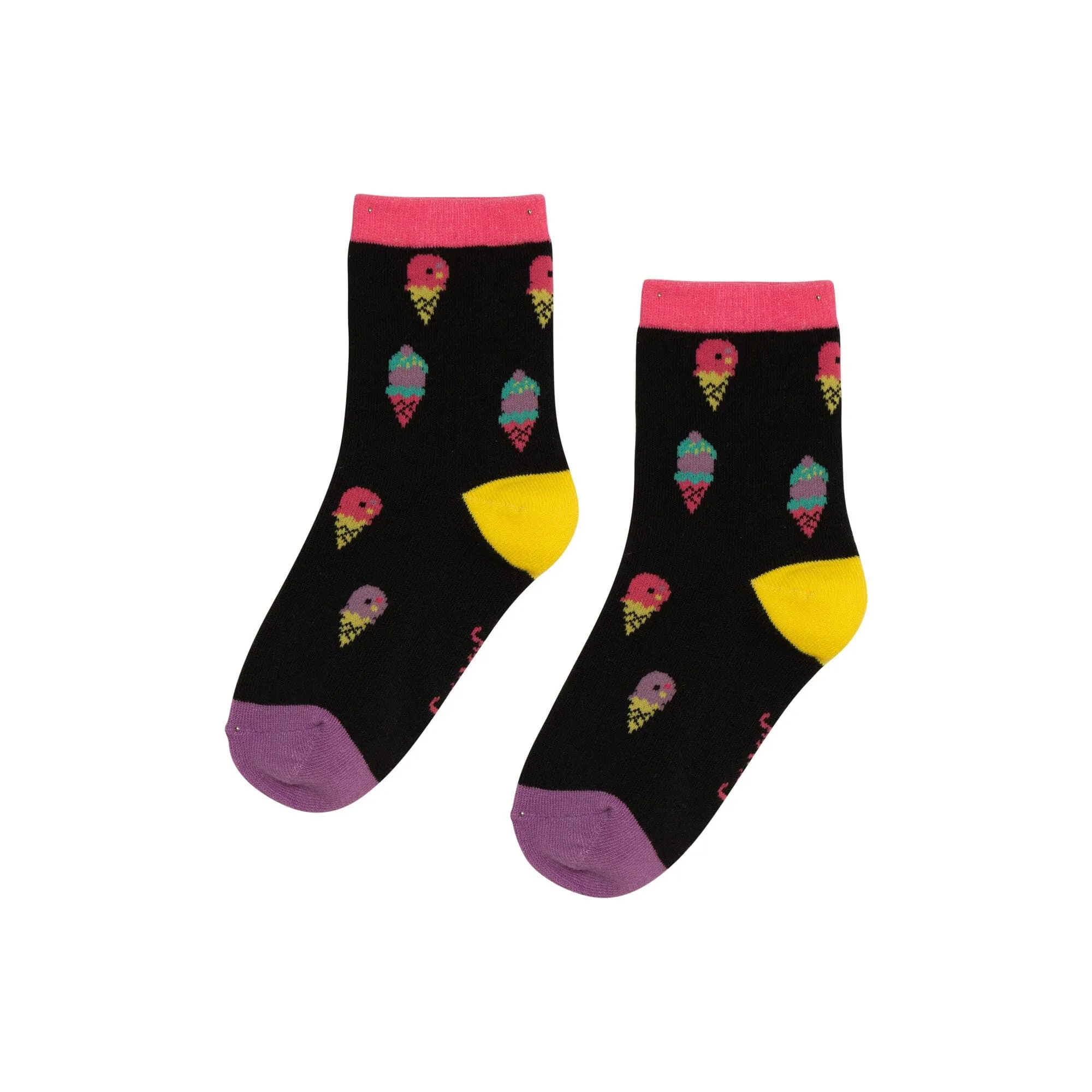 Jacquard Socks Black Ice Cream Cone Print