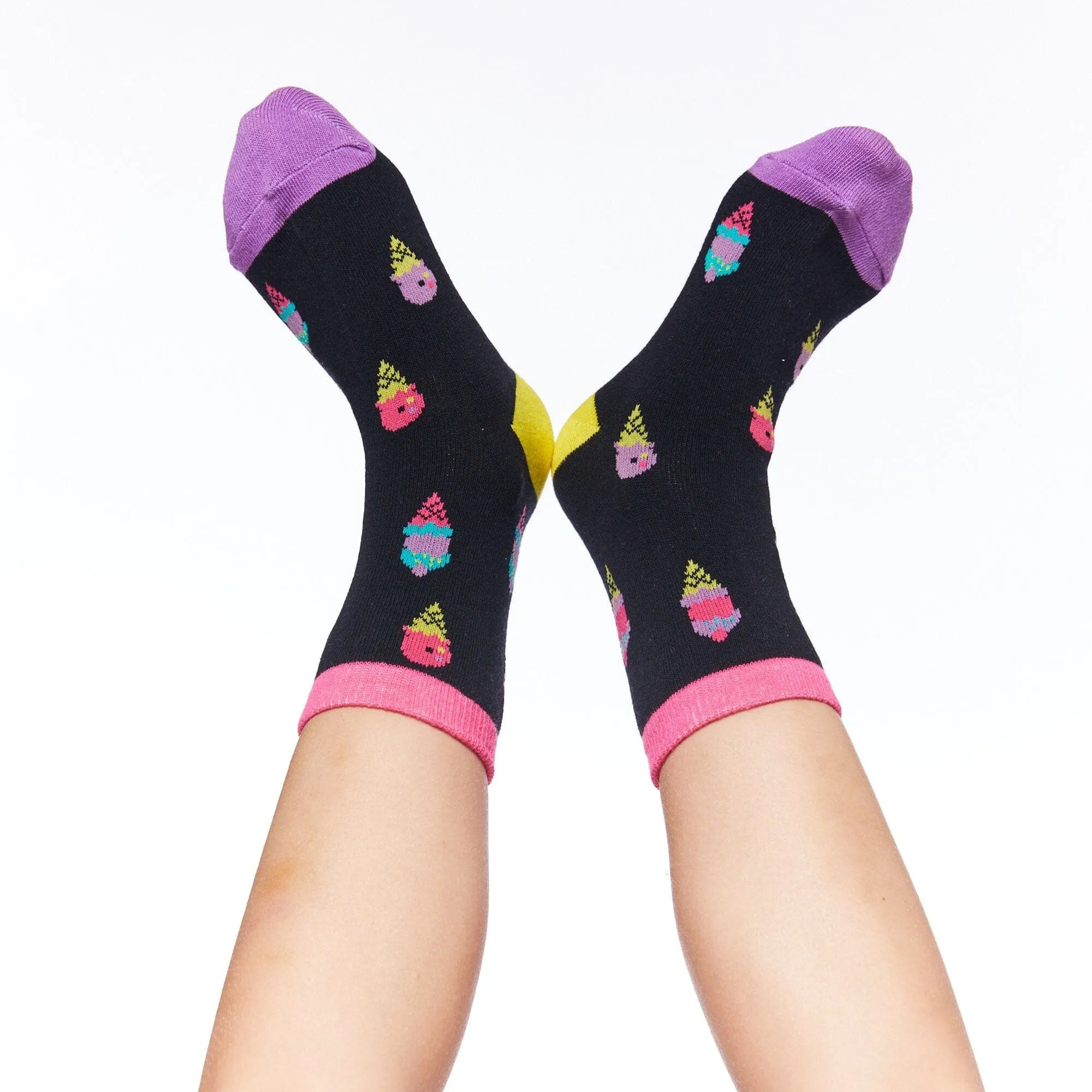 Jacquard Socks Black Ice Cream Cone Print