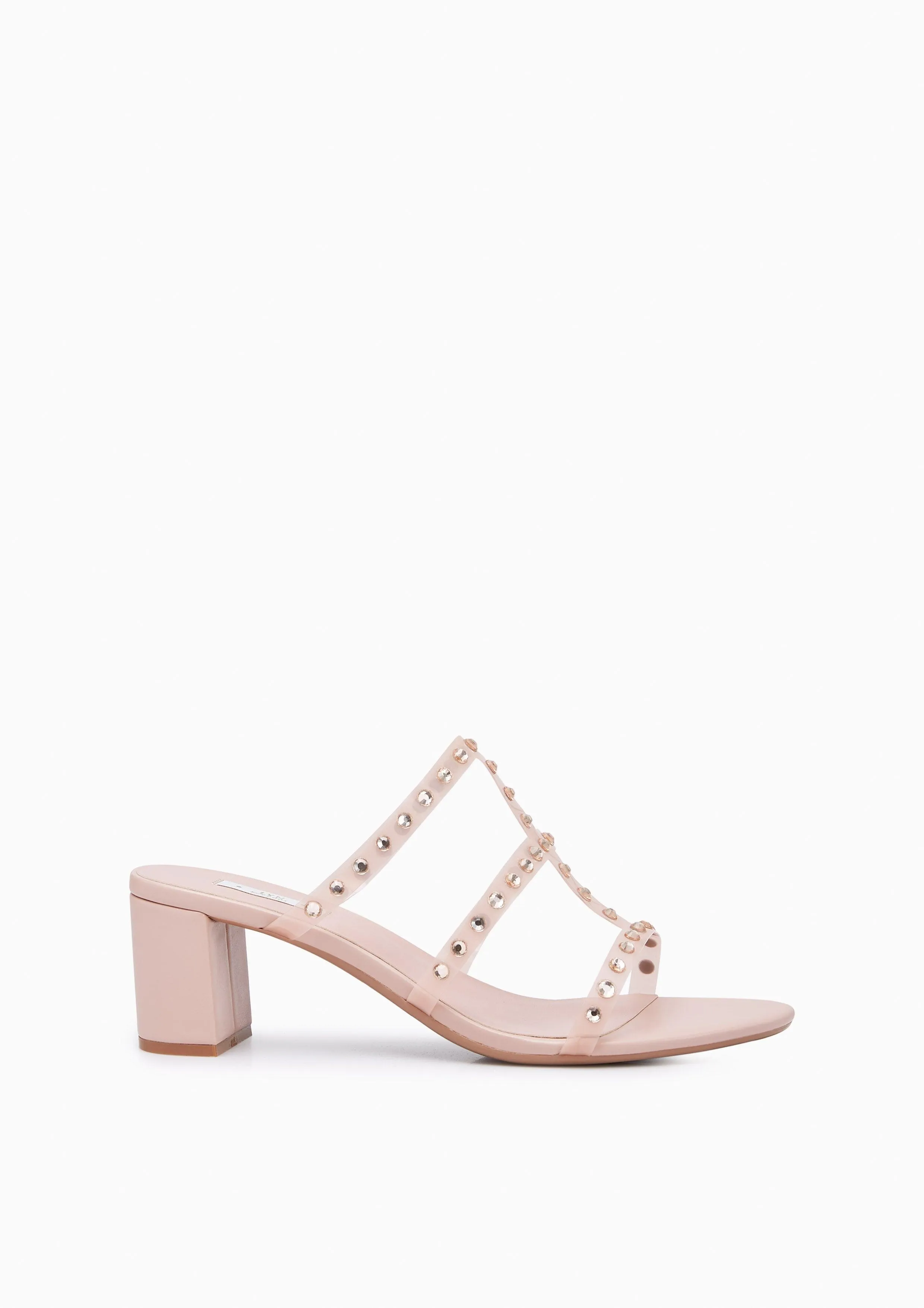 Linda Crystal Low Heel Sandals Pink