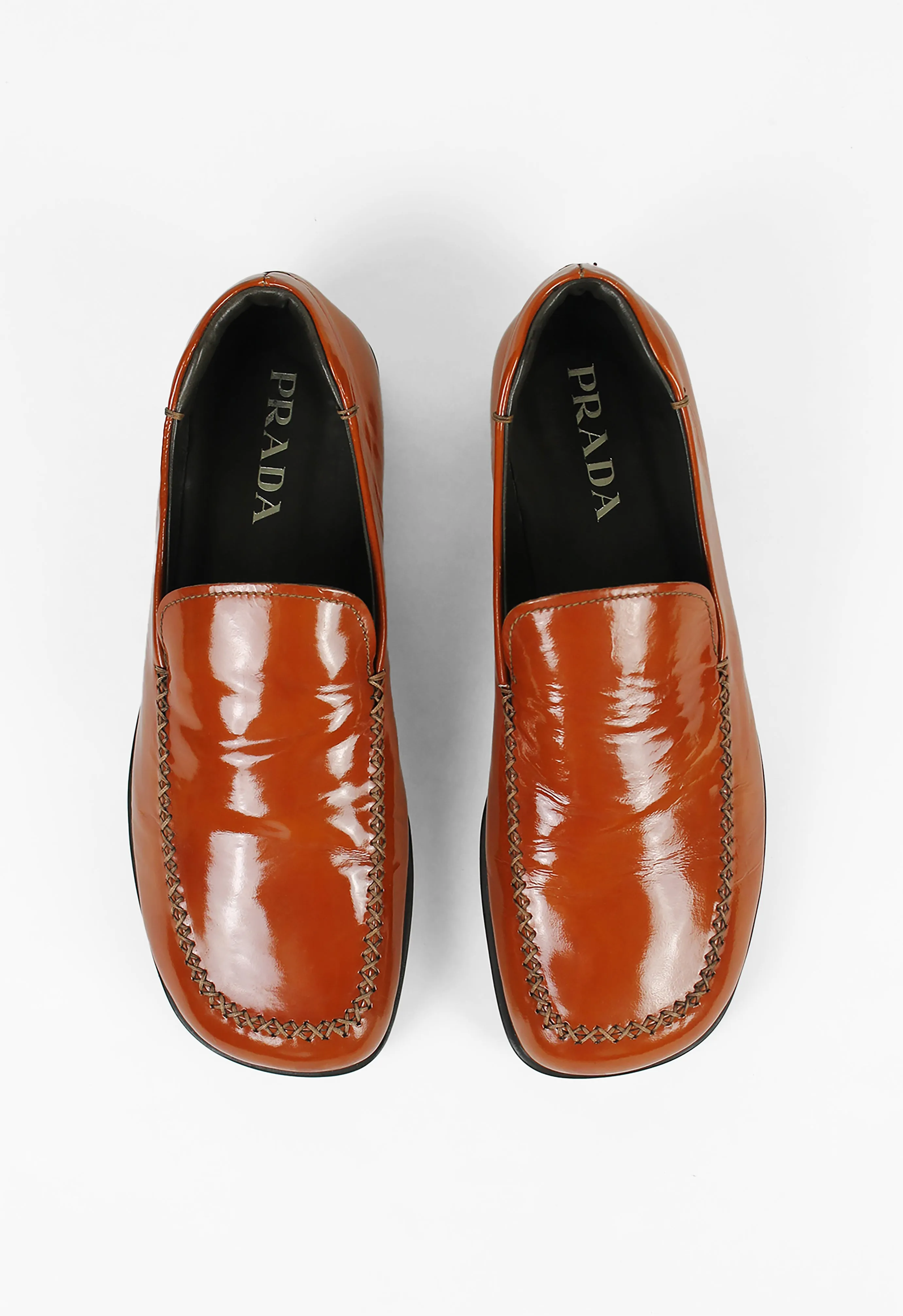 PRADA FW 1999 ORANGE PATENT LOAFERS