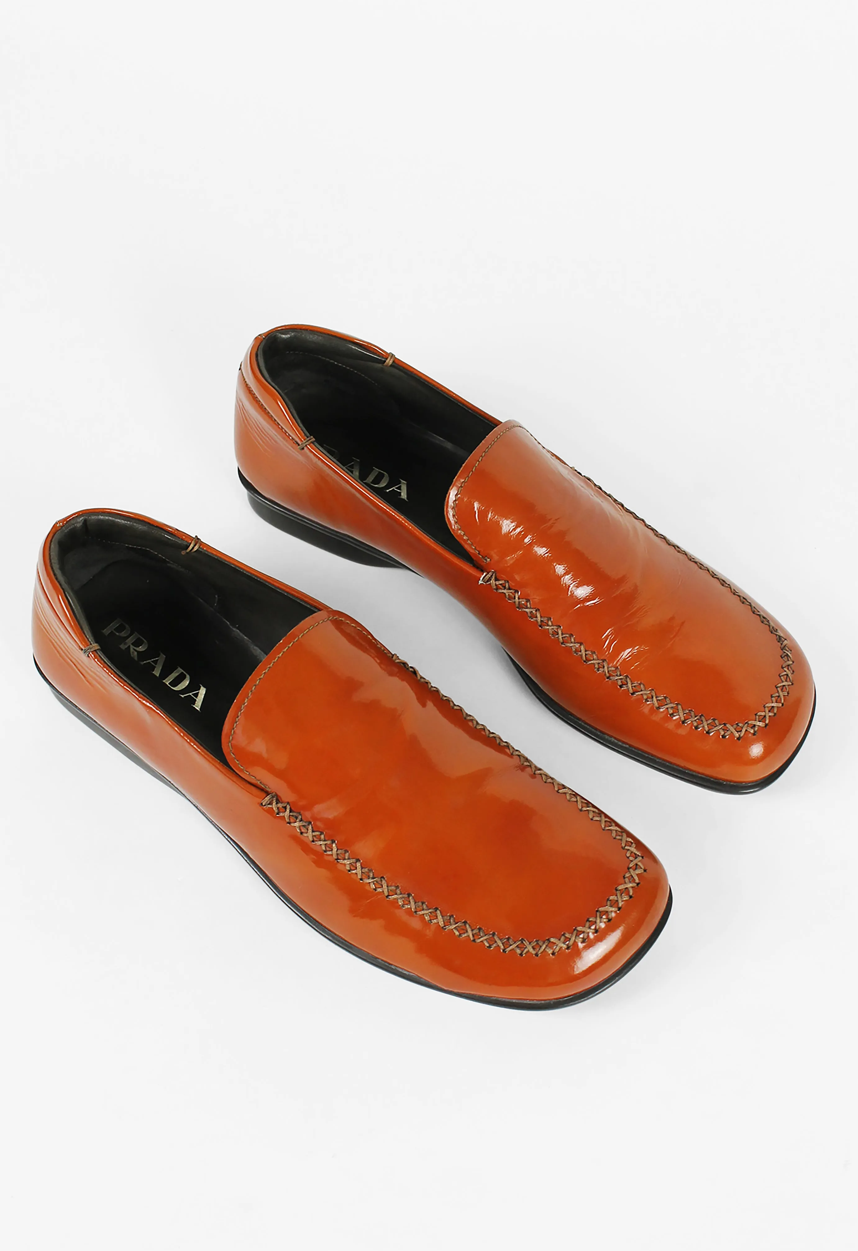 PRADA FW 1999 ORANGE PATENT LOAFERS