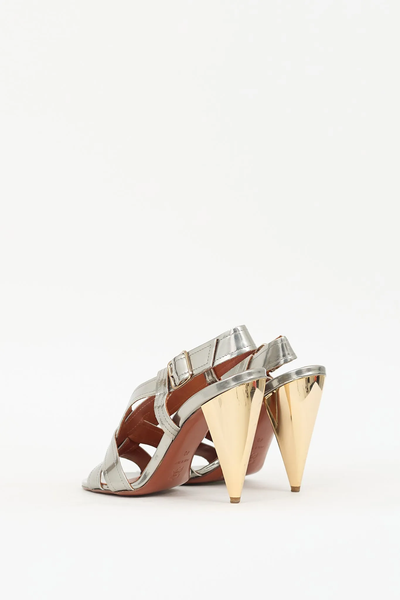 Silver & Gold Metallic Leather Heel