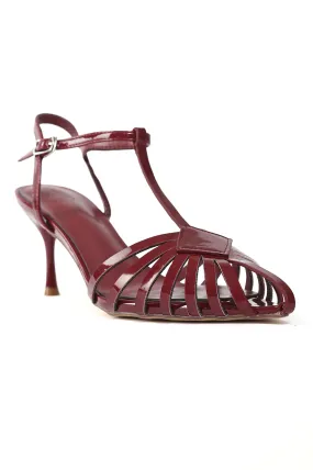 STRAPPY CAGE HEELS-MAROON