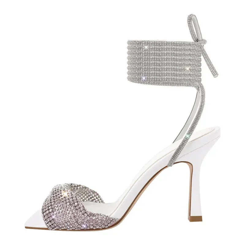 Trend4us Women's Sparkling Crystal Ankle Strap Sandals