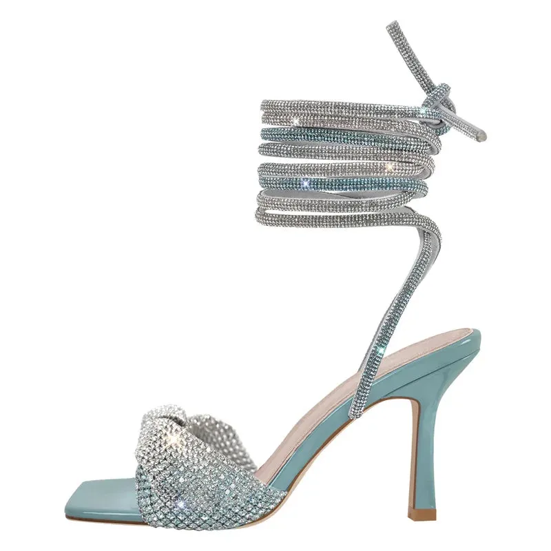 Trend4us Women's Sparkling Crystal Ankle Strap Sandals