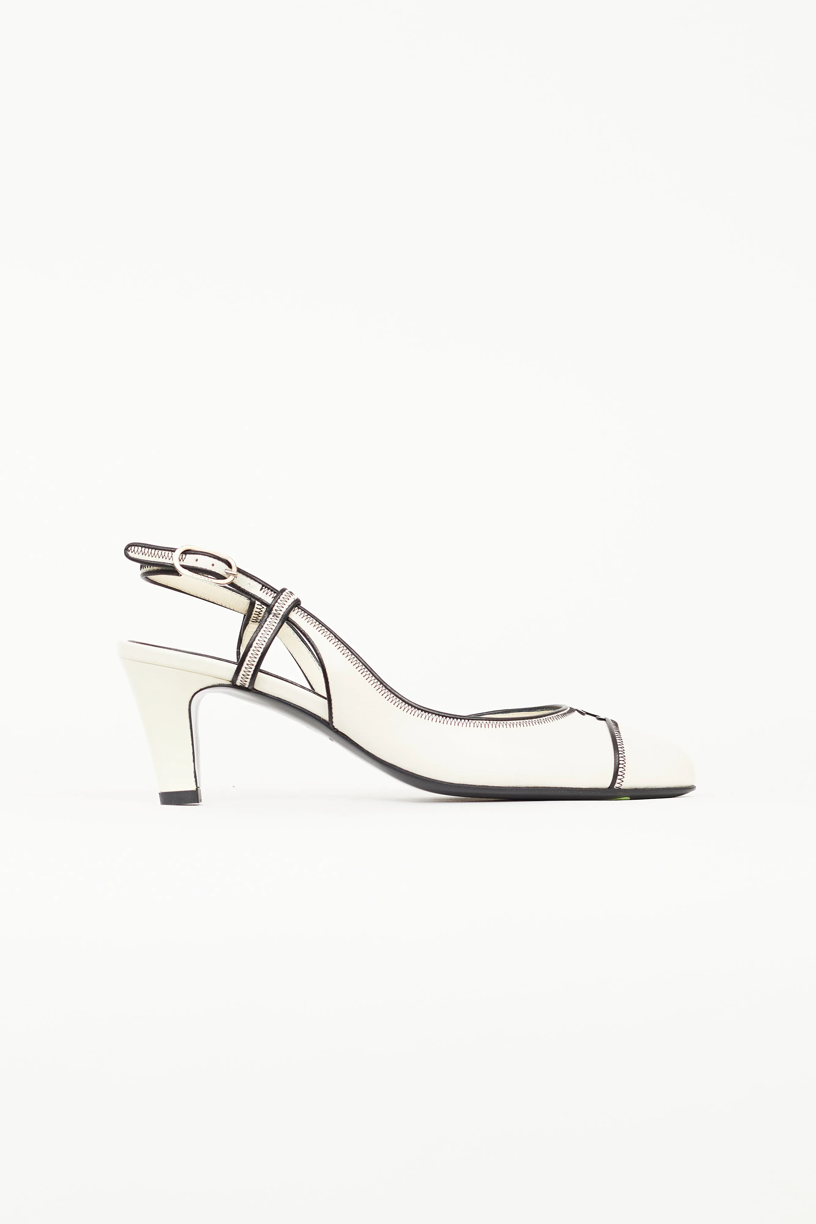 White & Black Slingback Heel