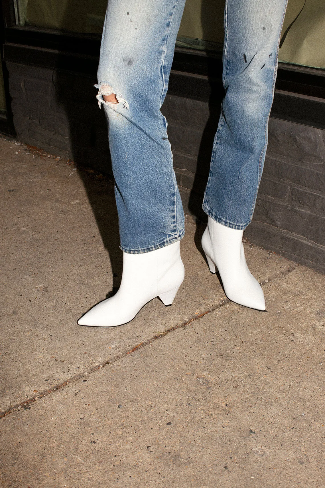 White Leather Pauline Ankle Boot