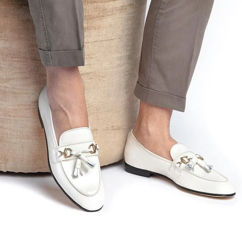 White Patent Leather Men Loafers - Men Shoes