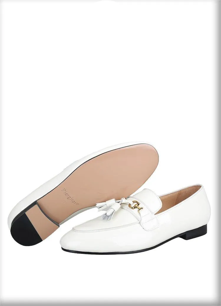 White Patent Leather Men Loafers - Men Shoes