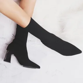 Women's Autumn High-Heeled Stretch Sock Boots