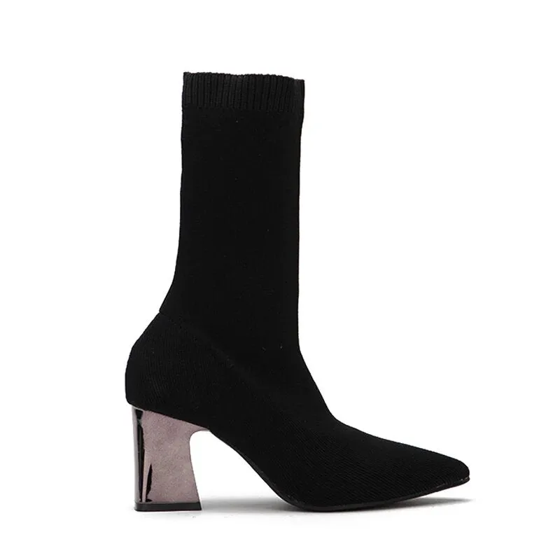 Women's Autumn High-Heeled Stretch Sock Boots