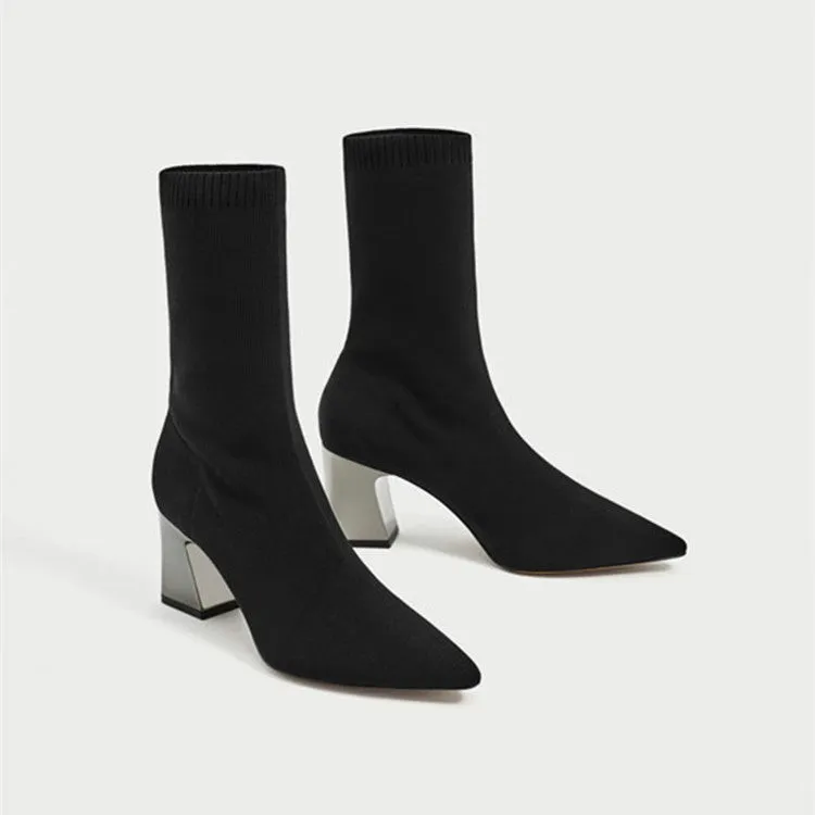 Women's Autumn High-Heeled Stretch Sock Boots